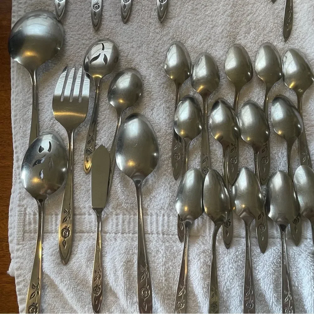 Vintage Oneida Community Stainless My Rose Collection Serving and Flatware